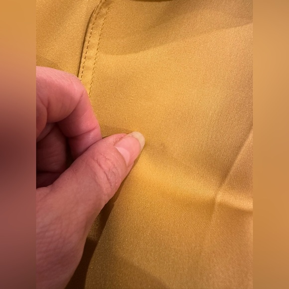 Theory Mustard Silk Belted Trench Coat - Picture 10 of 10